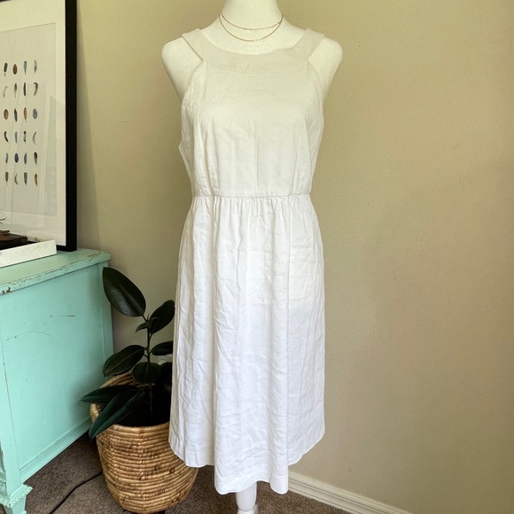 THEORY  |  Linen Midi Dress Sour Cream White 4 - Picture 1 of 10